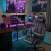 Ergonomic Leather Racing Gamer Chair with adjustable armrests, height, and backrest for comfort and support during long gaming or work sessions.