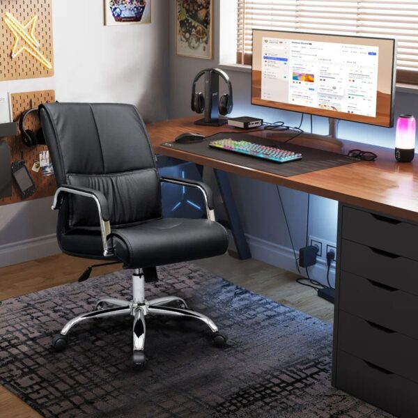 Premium leather executive office chair with ergonomic design and adjustable features.