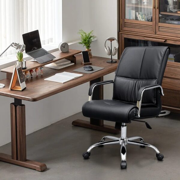 Premium leather executive office chair with ergonomic design and adjustable features.