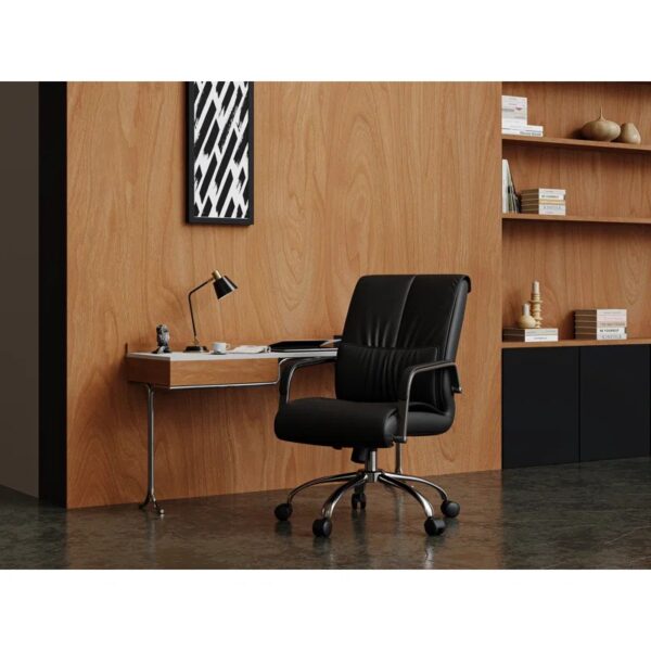 Premium leather executive office chair with ergonomic design and adjustable features.