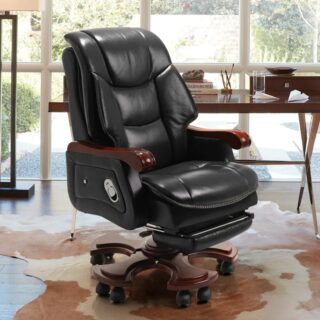 Genuine High Back Leather Executive Chair with adjustable features, high backrest, and premium leather upholstery for comfort and style.