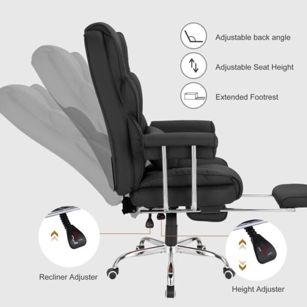 Executive PU Leather Office Chair with adjustable headrest, ergonomic support, and sleek PU leather upholstery for maximum comfort.