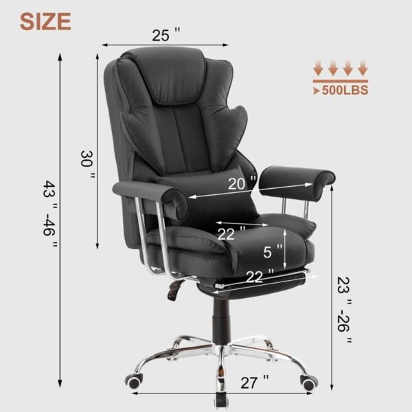 Executive PU Leather Office Chair with adjustable headrest, ergonomic support, and sleek PU leather upholstery for maximum comfort.