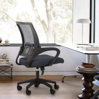 Ergonomic Mid-Back Swivel Clerical Seat with lumbar support and adjustable height for optimal comfort in office settings.