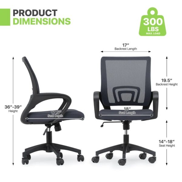 Ergonomic Mid-Back Swivel Clerical Seat with lumbar support and adjustable height for optimal comfort in office settings.