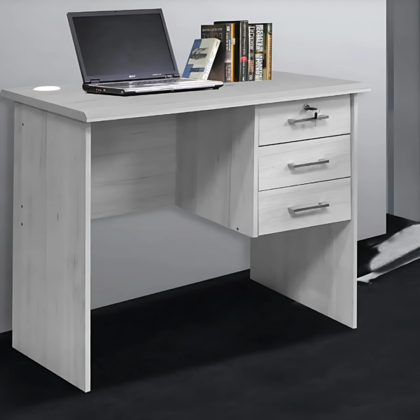 1.2 Meters White Wooden Study Desk with spacious surface and sleek design.