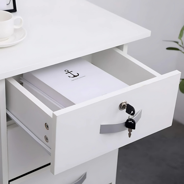 1.2 Meters White Wooden Study Desk with spacious surface and sleek design.