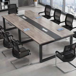 Simple Rectangle Lumber Boardroom Table with a smooth, durable surface, minimalist design, and ample space for meetings and conferences.