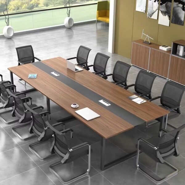 8-10 Seater Wooden Office Boardroom Table with ample seating, a spacious surface, and a sleek wooden finish for professional meetings.