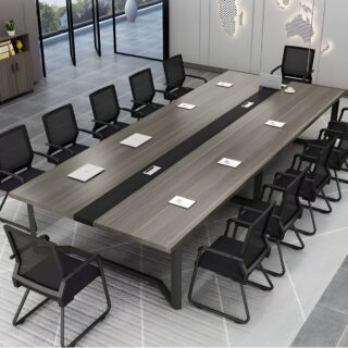 2400mm Glossy Black Office Conference Table with modern design and spacious surface.