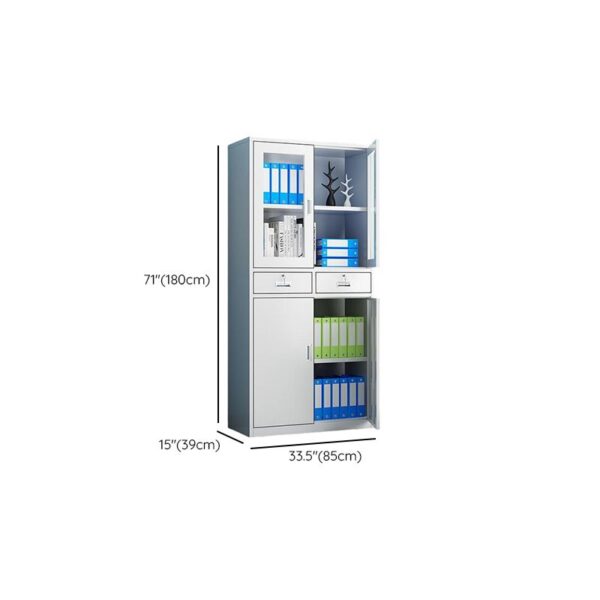 2-Door Office Storage Cabinet with Drawers, offering spacious storage for office supplies and documents.