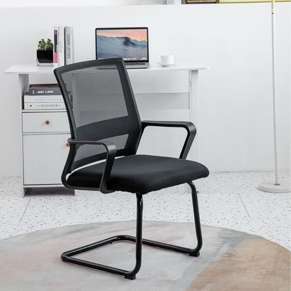 Cantilever Waiting Mesh Office Chair with breathable mesh backrest and padded seat for comfort and support.