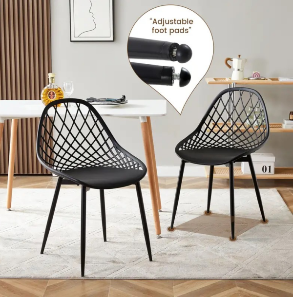 Plastic Hollow Dining Leisure Chair with modern design and hollow backrest, suitable for casual dining and leisure settings.