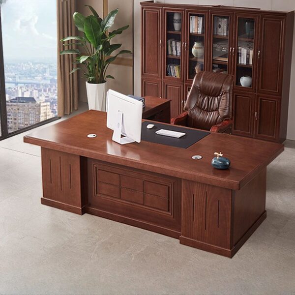 160cm Executive Wooden Office Desk with chestnut finish, spacious surface, and elegant design, perfect for modern and traditional office spaces.