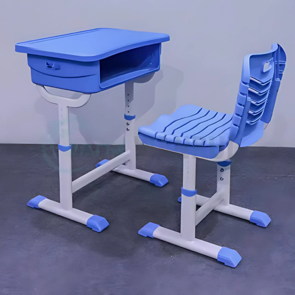 Adjustable Plastic School Kid's Furniture with customizable height, vibrant colors, and durable plastic construction for ergonomic comfort and easy maintenance.