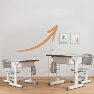 Adjustable Children Computer Desk with Chair featuring adjustable height, ergonomic design, and storage space for a functional and comfortable workspace.