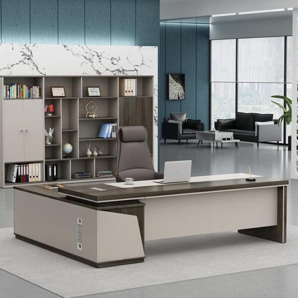 1800mm Modern L-Shape Executive Desk with spacious work surface and built-in storage, perfect for professional offices.