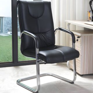 Chrome Leather Executive Staff Chair with ergonomic design and polished chrome base.