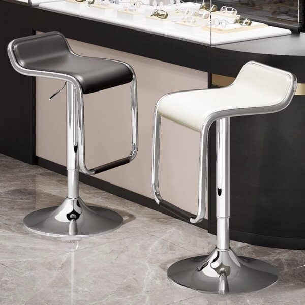 Adjustable Leather Footrest Barstool with sleek design and swivel function for modern home or bar use.