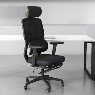 Orthopedic High Back Mesh Desk Chair with adjustable height, lumbar support, and breathable mesh fabric in an office setting.