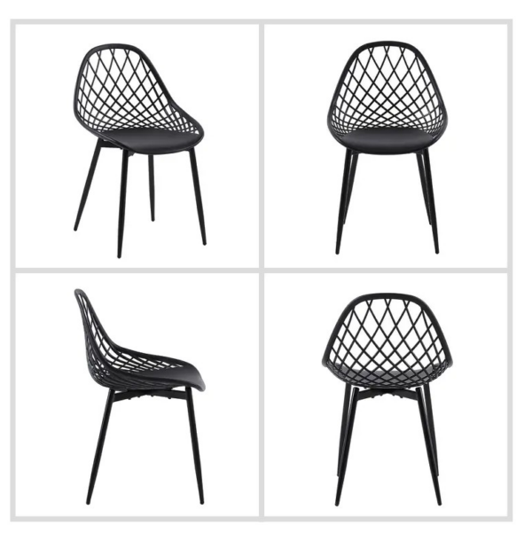 Plastic Hollow Dining Leisure Chair with modern design and hollow backrest, suitable for casual dining and leisure settings.