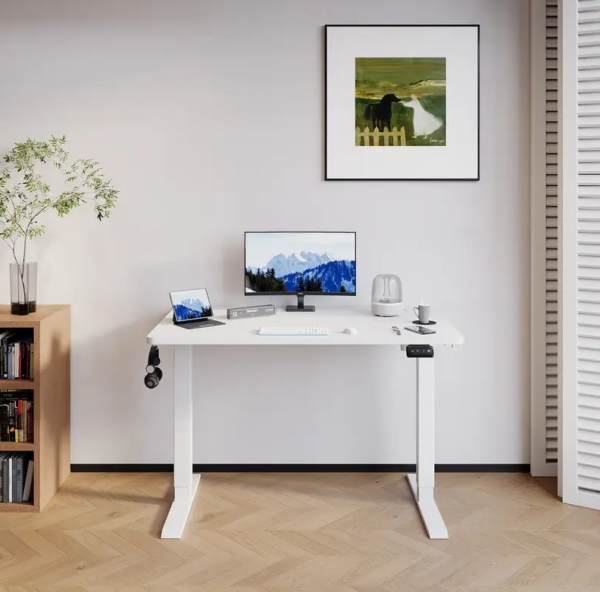 120cm Stainless Steel Office Standing Desk with adjustable height for a comfortable, ergonomic workspace.