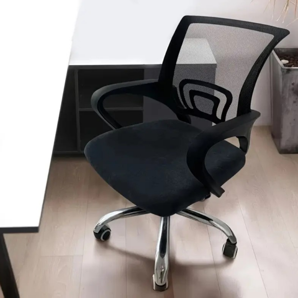 Clerical Mesh Computer Swivel Office Seat with breathable mesh backrest and adjustable height for ergonomic comfort.