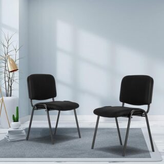 Black Mesh Stackable Armless Chair with breathable mesh back and sleek design, ideal for offices, meeting rooms, and event spaces.