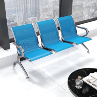 3-Seater Reception Area Waiting Bench with cushioned seats and sleek, modern design for office and waiting room spaces.