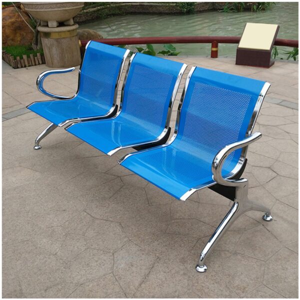 3-Seater Steel Hospital Waiting Bench with ergonomic seating and durable steel frame for hospital lobbies.