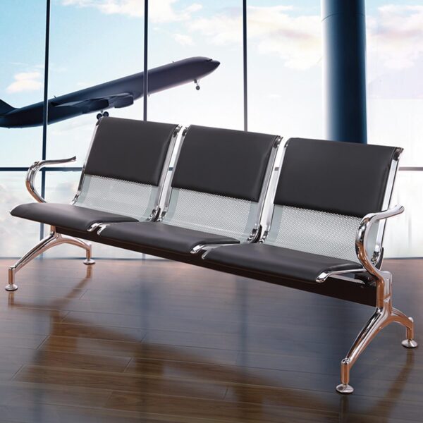 Reception Airport Steel Commercial Bench with sturdy steel frame and sleek design.