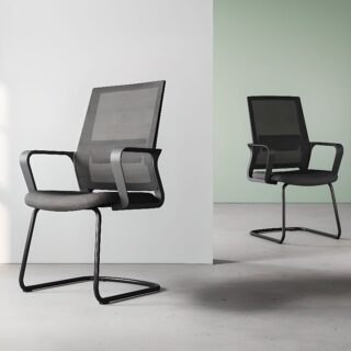 Simple Ergonomic Mesh Guest Chair with breathable backrest and padded seat, ideal for reception areas and waiting rooms.