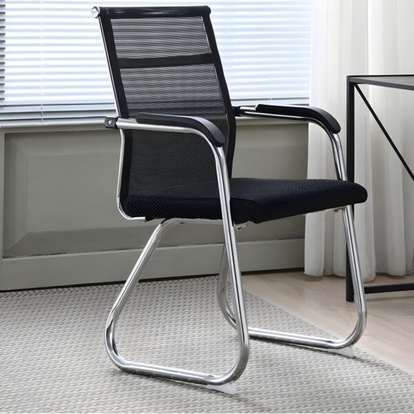 Visitor Mesh Modern Conference Chair with ergonomic design and breathable mesh backrest for comfort and support in professional settings.