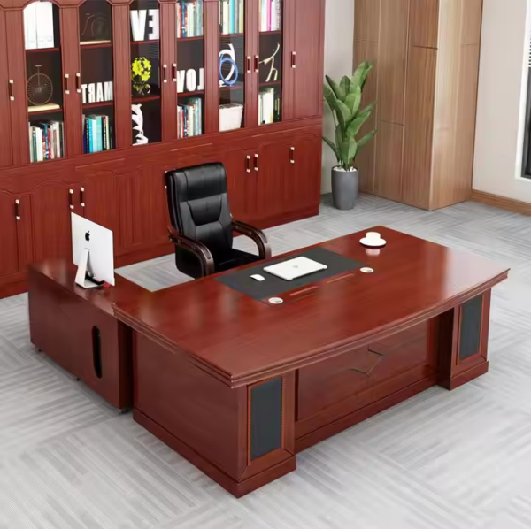 160cm CEO Executive Office Mahogany Desk with polished finish, spacious surface, and organized storage drawers for a professional workspace.