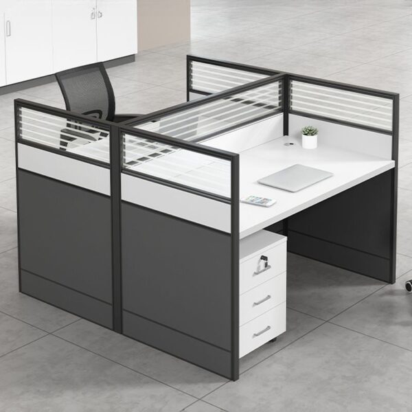 Open View 2-Way Modular White Office Workstation with ample workspace and modern design.