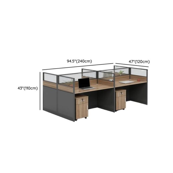 4-User Modular Executive Office Workstation with ergonomic desks, spacious surfaces, and integrated storage for a modern office environment.