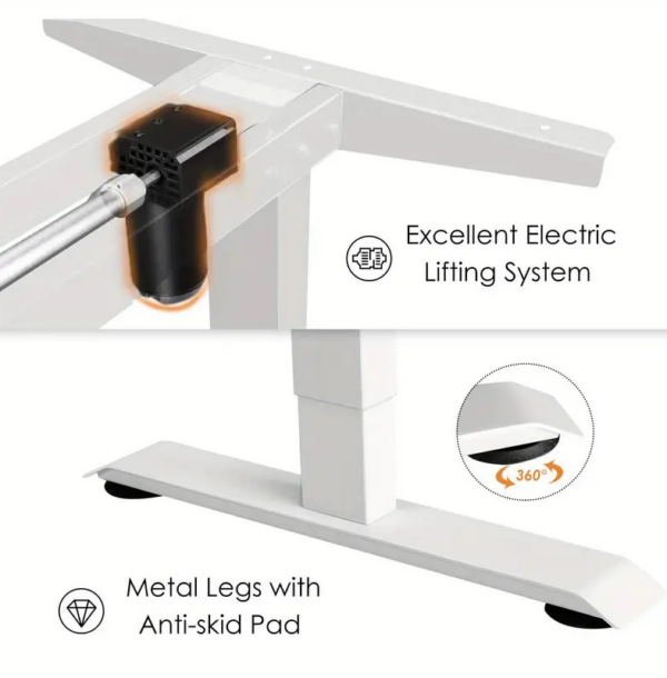 140cm Height Adjustable Standing Desk with a spacious surface and modern, minimalist design.