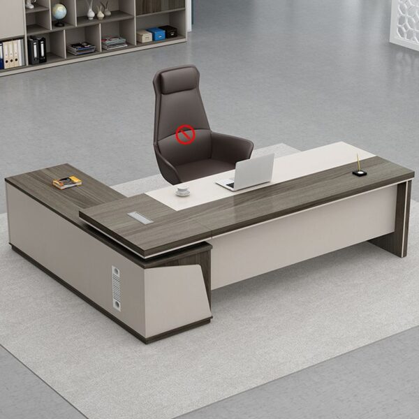 1600mm Executive Office L-Shape Desk with a high-quality wood finish, offering a spacious work area and storage options for a professional and organized office setup.