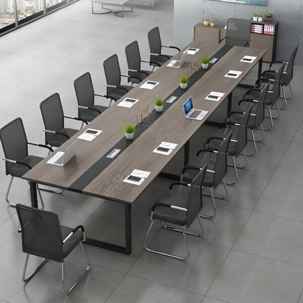 2400mm Simple Wooden Conference Table with a spacious surface and minimalist design, perfect for meetings and office use.