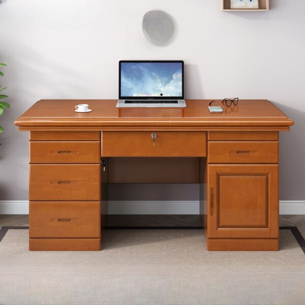 1.4-meter Executive Wooden Office Desk with spacious surface, durable wood finish, and stylish design for a professional workspace.