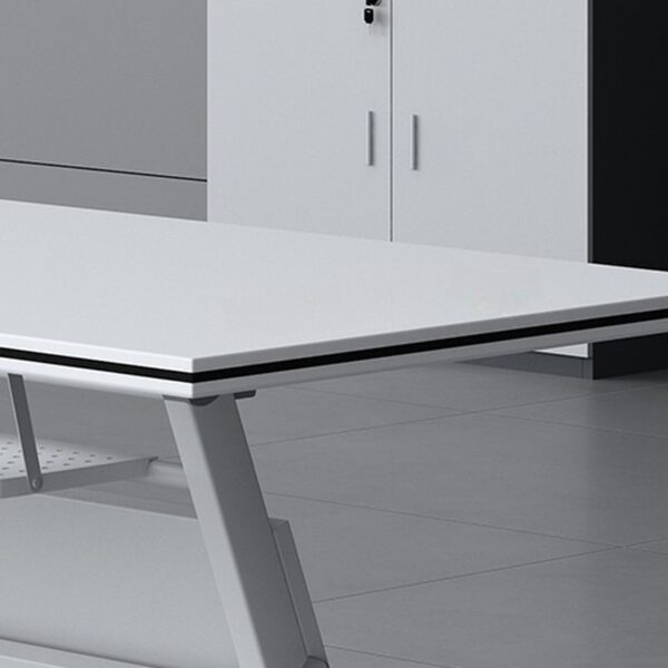 120cm Folding Office Desk with Swivel Wheels, compact and movable for versatile workspace use.