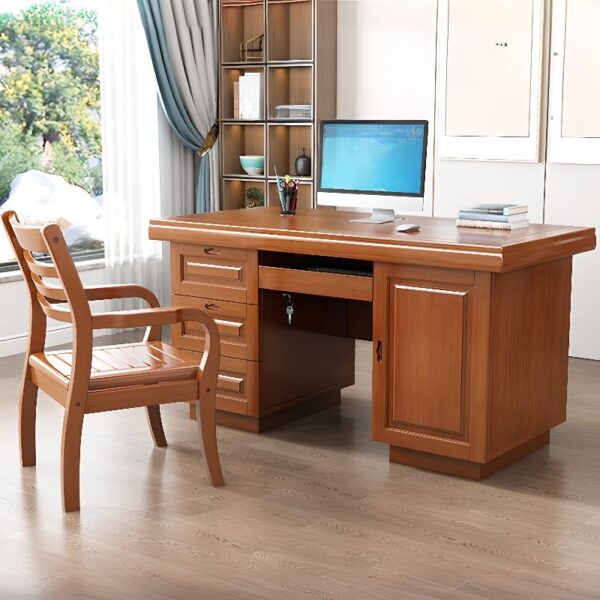 120cm Mahogany Office Executive Desk with spacious surface and drawers for storage.