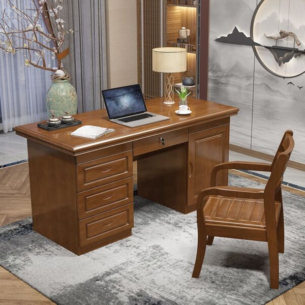 140cm Mahogany Executive Office Desk with spacious surface, polished finish, and built-in storage for a sophisticated, functional workspace.