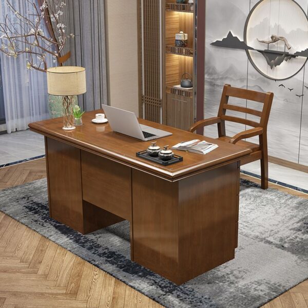 140cm Mahogany Executive Office Desk with spacious surface, polished finish, and built-in storage for a sophisticated, functional workspace.