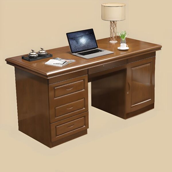 140cm Mahogany Executive Office Desk with spacious surface, polished finish, and built-in storage for a sophisticated, functional workspace.