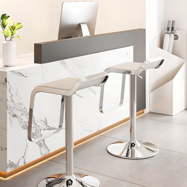 Casual metallic rectangular bar stool with a cushioned seat and sleek frame, perfect for modern kitchens or home bars.