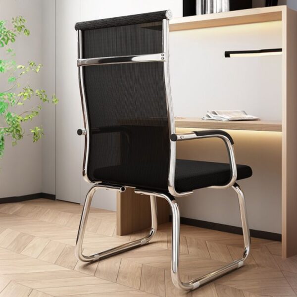 Fixed Chrome Base Visitor Waiting Chair with mesh back, ergonomic design, and sleek chrome base for stylish, comfortable seating in professional spaces.