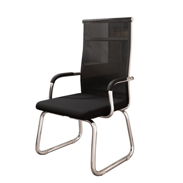 Fixed Chrome Base Visitor Waiting Chair with mesh back, ergonomic design, and sleek chrome base for stylish, comfortable seating in professional spaces.