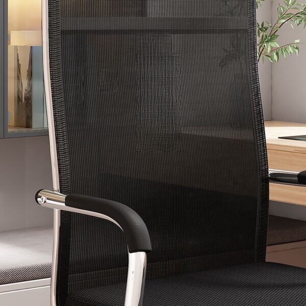 Fixed Chrome Base Visitor Waiting Chair with mesh back, ergonomic design, and sleek chrome base for stylish, comfortable seating in professional spaces.