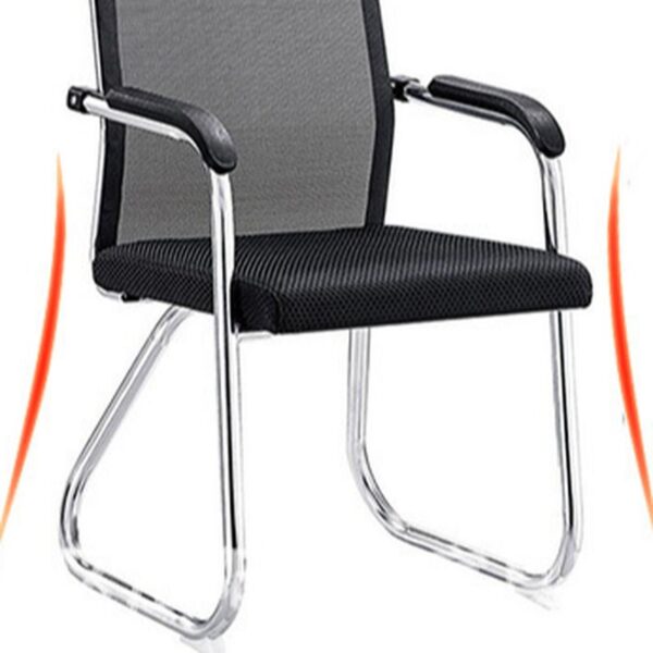 Mid Back Mesh Meeting Office Chair with breathable mesh back, padded seat, and adjustable height, offering comfort and support during long meetings and work sessions.